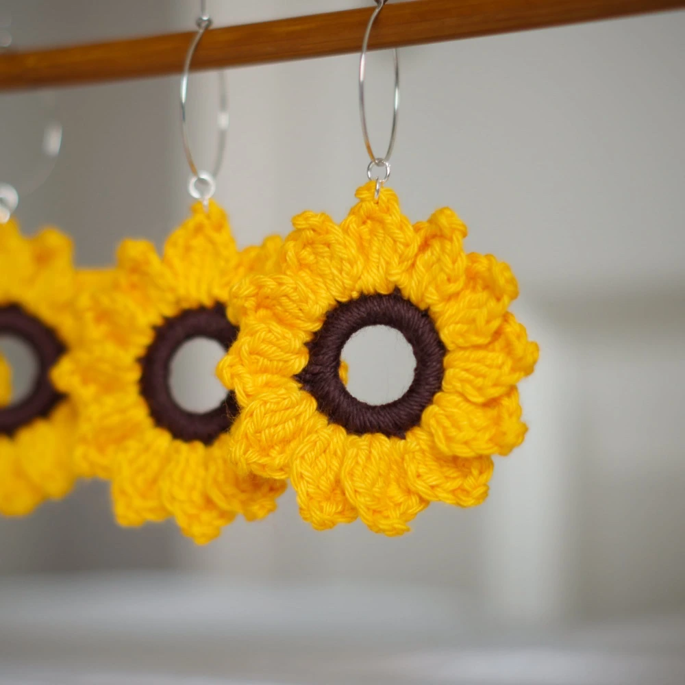 Crochet Sunflower Earrings