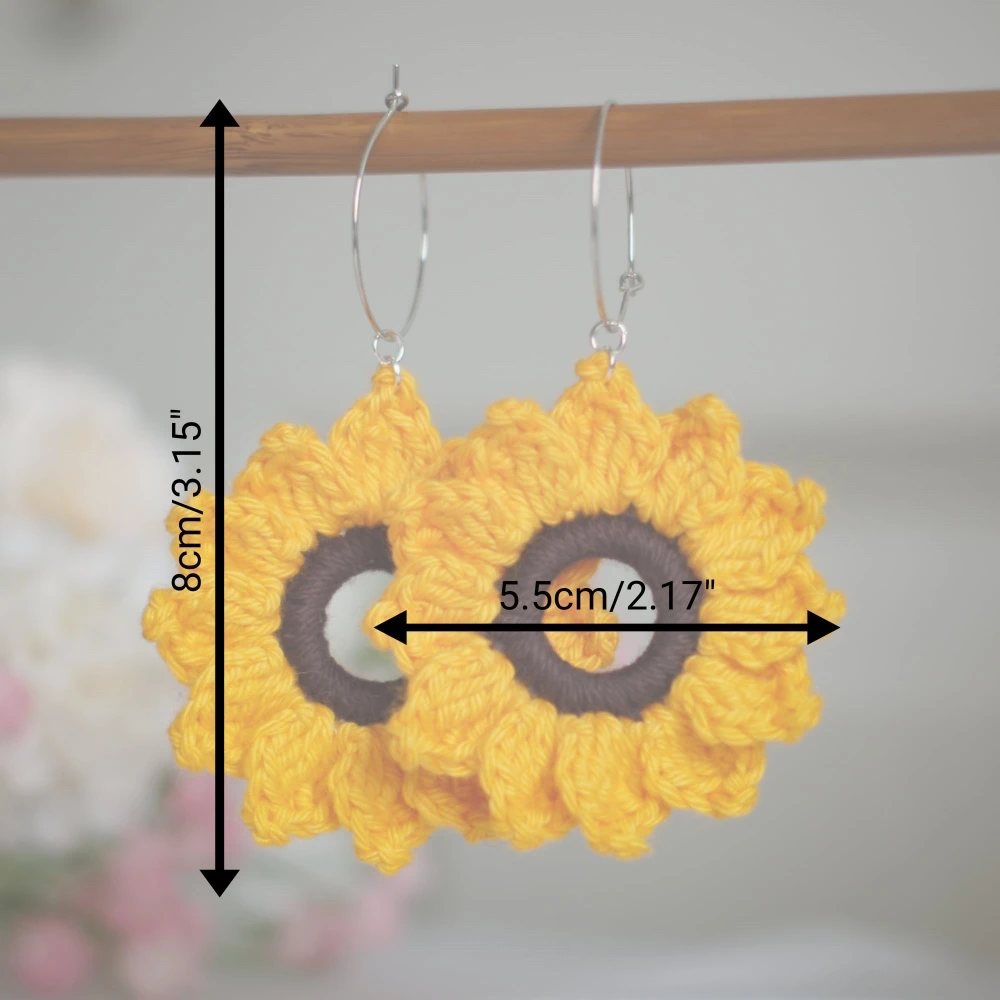 Crochet Sunflower Earrings