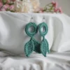 crochet leaf earrings