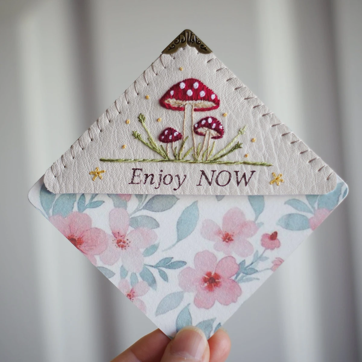 mushrooms embroidered bookmark