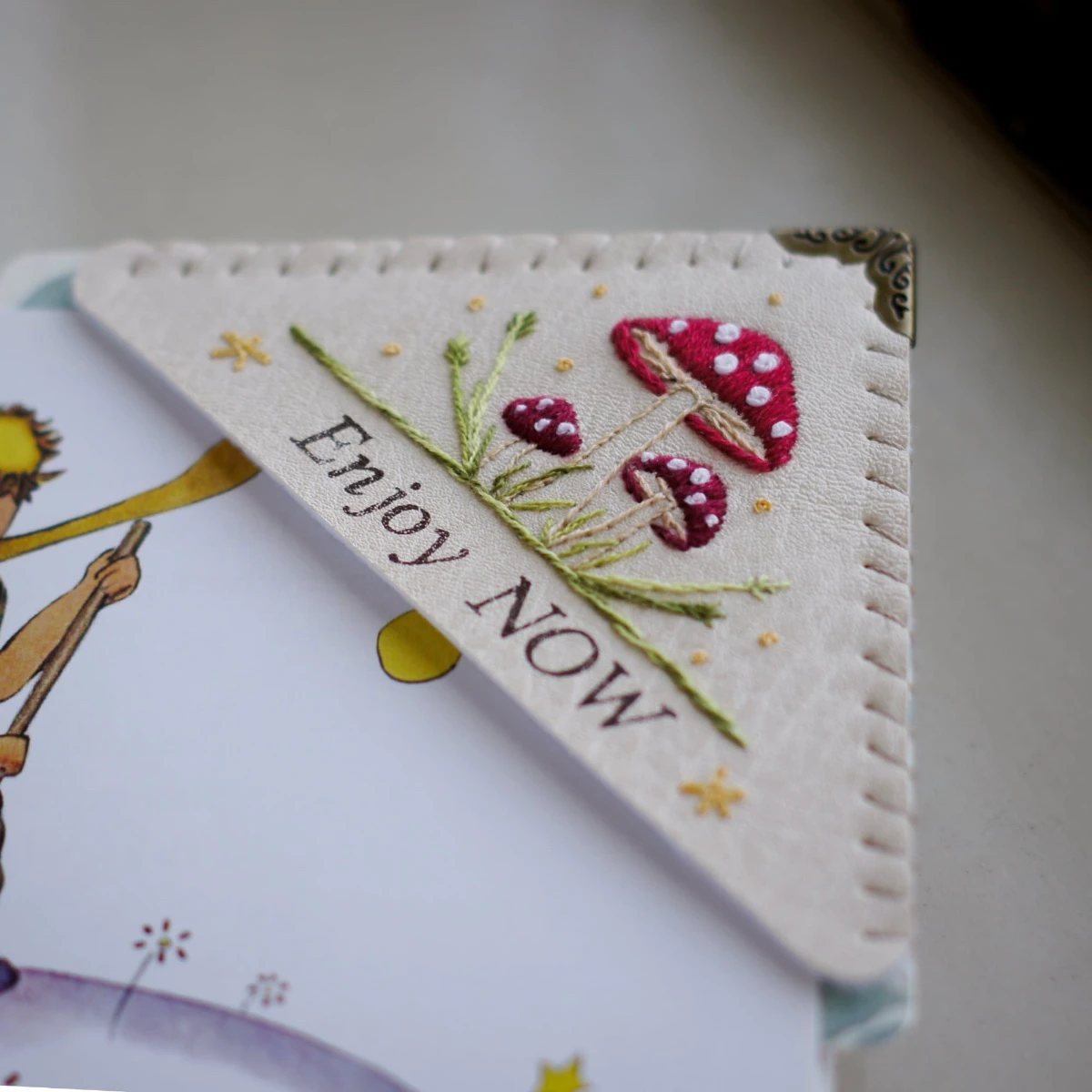mushrooms embroidered bookmark