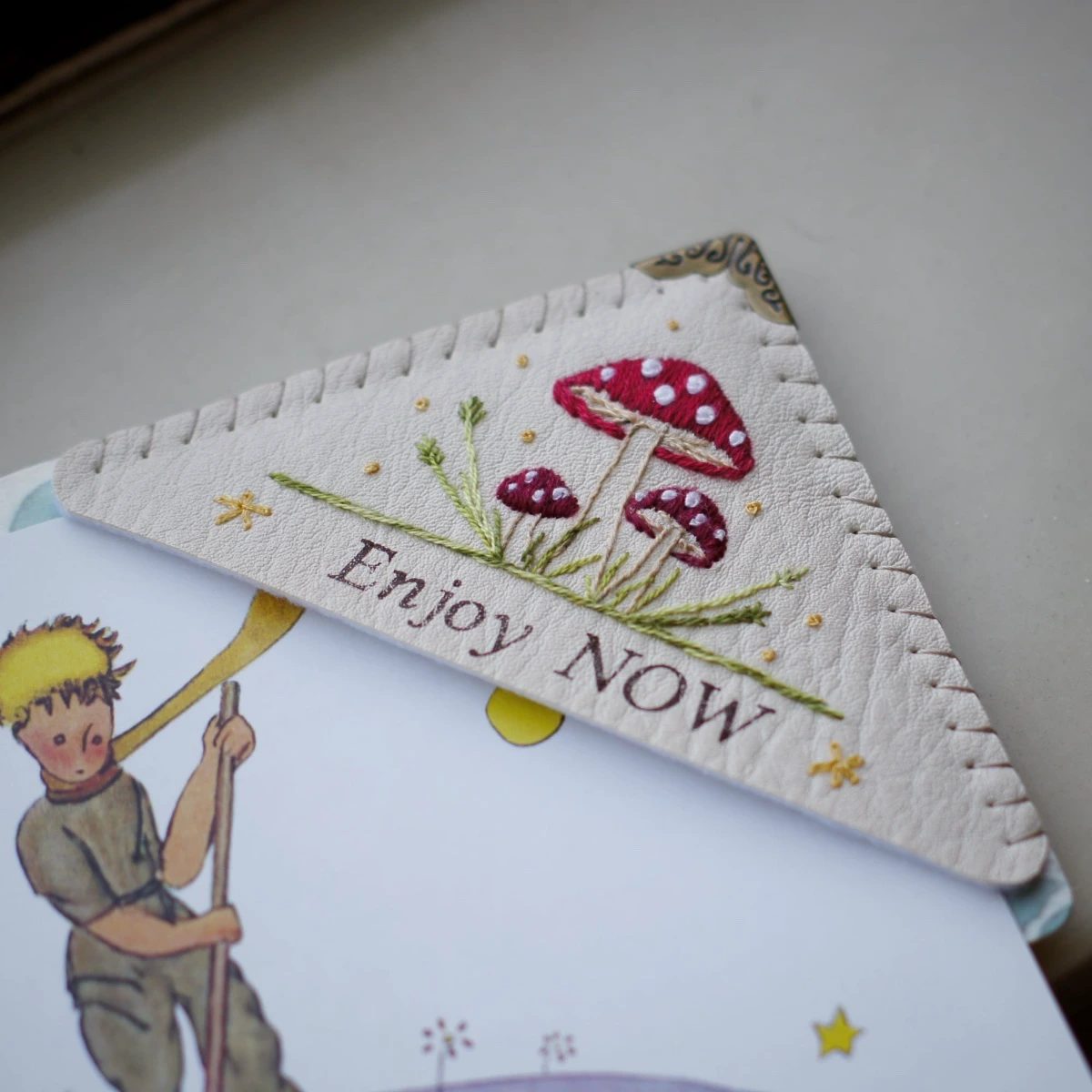 mushrooms embroidered bookmark