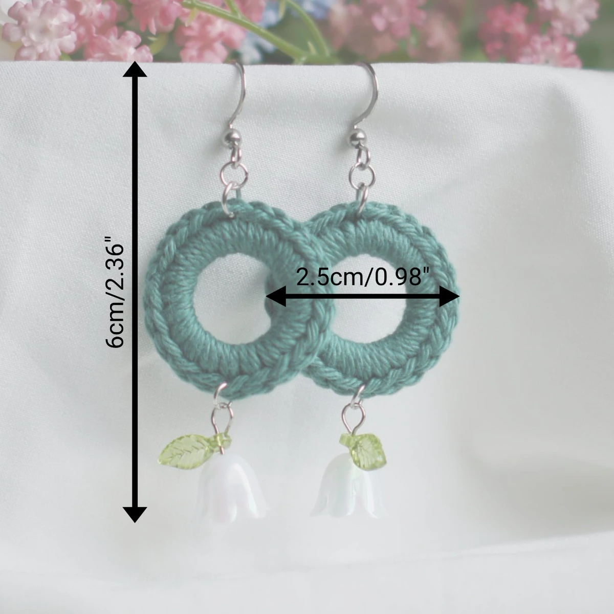 colorful spring earrings with lily valley