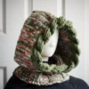 olive with orange bursts knitted balaclava