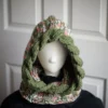 olive with orange bursts knitted balaclava