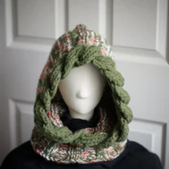 olive with orange bursts knitted balaclava
