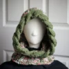 olive with orange bursts knitted balaclava