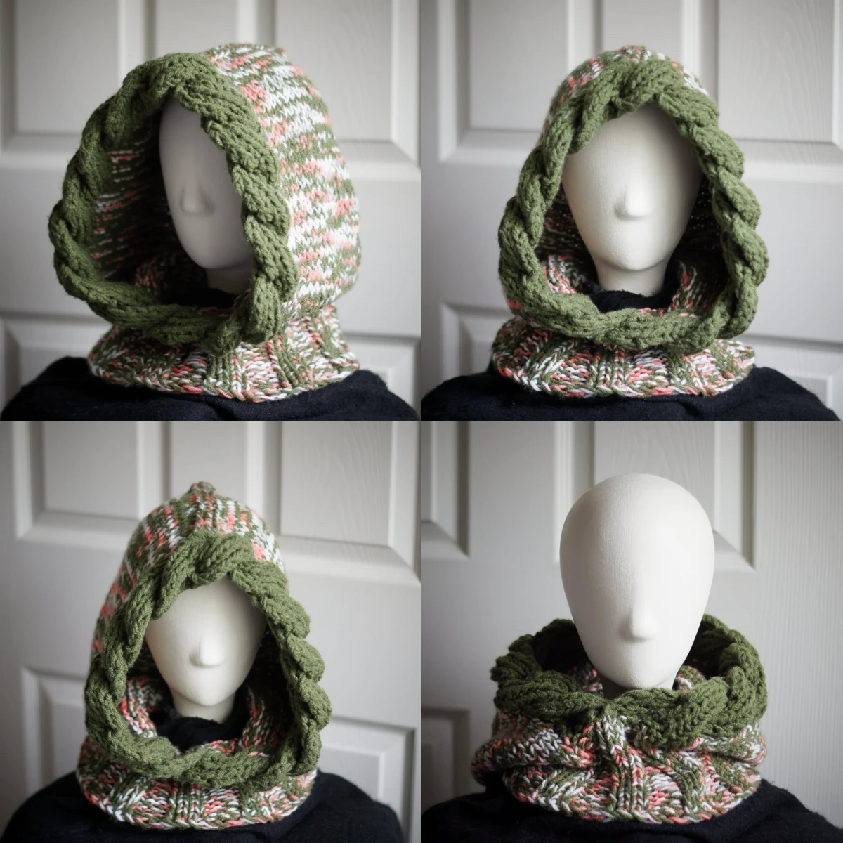 olive with orange bursts knitted balaclava