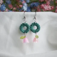 colorful spring earrings with lily valley