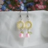 colorful spring earrings with lily valley