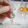 colorful spring earrings with lily valley