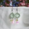 colorful spring earrings with lily valley