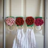 crochet rose towel holder
