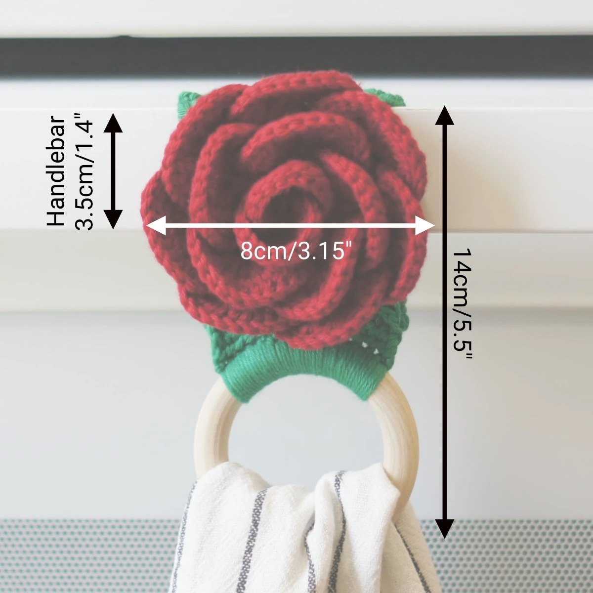 crochet rose towel holder