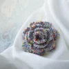 crochet beaded rose brooch