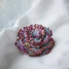 crochet beaded rose brooch