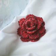 crochet beaded rose brooch