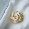 crochet beaded rose brooch