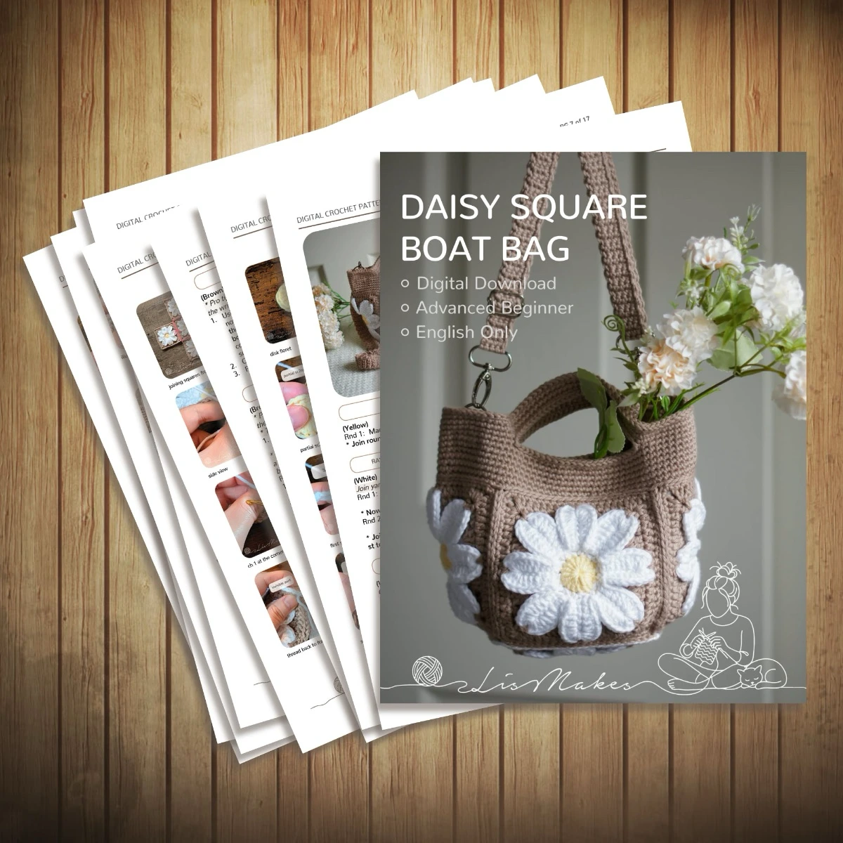 crochet granny square daisy bag pattern