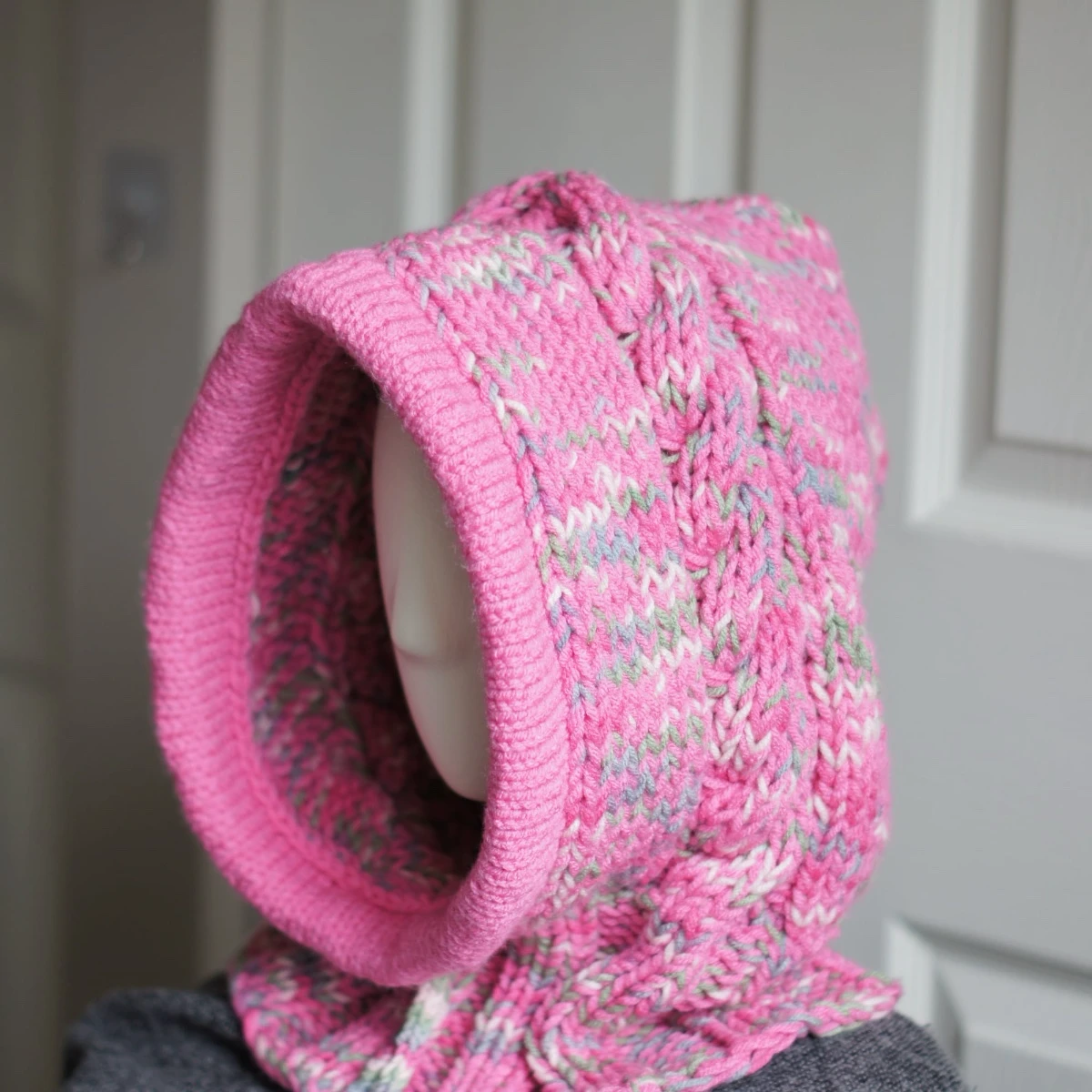 knitted pink balaclava