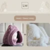 Chunky knit balaclava in mauve with cable details and wheat stitch edging, with sherpa lining option