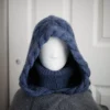 Blue merino balaclava styled for winter warmth, full hood and neck coverage