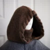 Brown merino balaclava with braided texture on mannequin