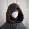 Brown merino balaclava styled for winter warmth, full hood and neck coverage