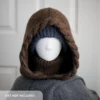Brown merino balaclava styled for winter warmth, full hood and neck coverage