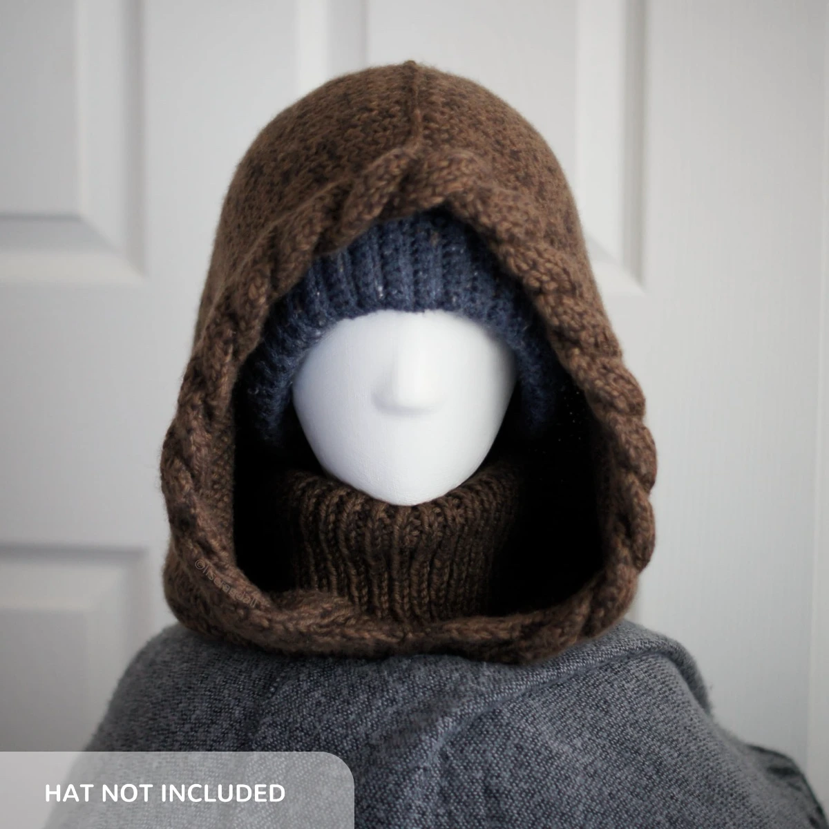 Brown merino balaclava styled for winter warmth, full hood and neck coverage