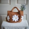 crochet daisy bag in terracotta