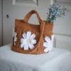 crochet daisy bag in terracotta