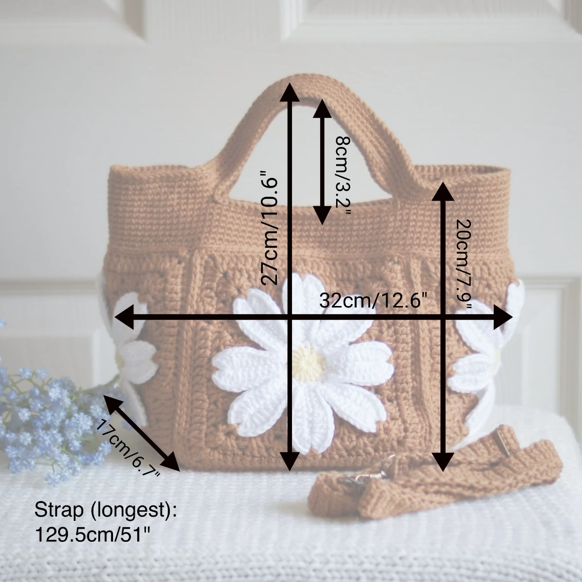 crochet daisy bag in terracotta